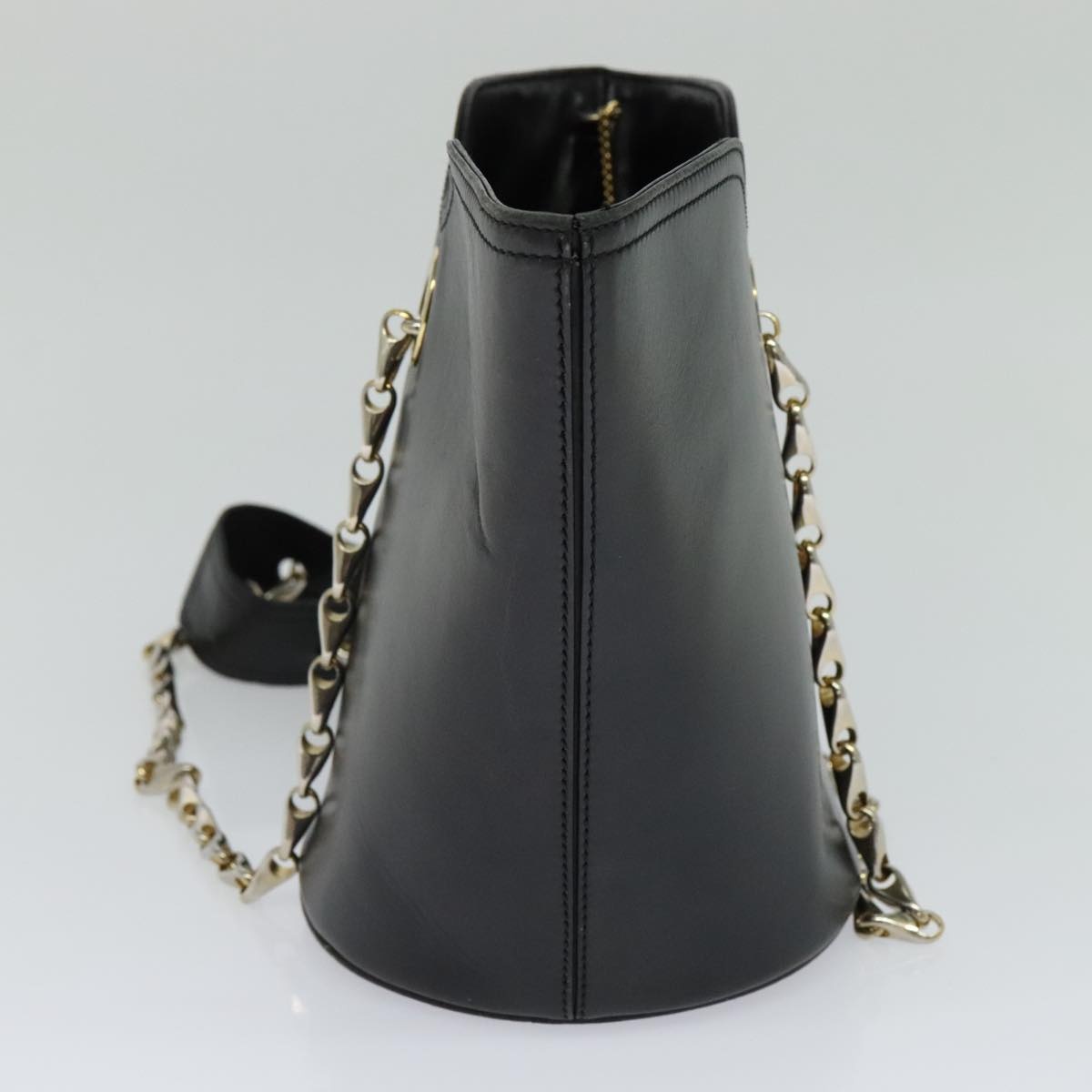 CELINE Chain Shoulder Bag Leather Black Gold - 3