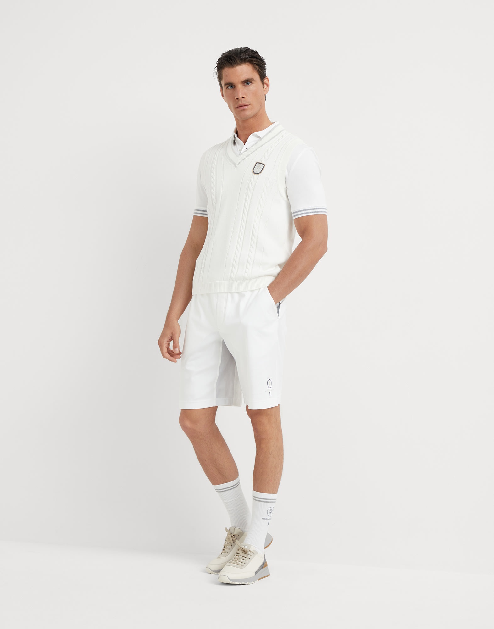 Cotton interlock Bermuda shorts with tennis logo - 4