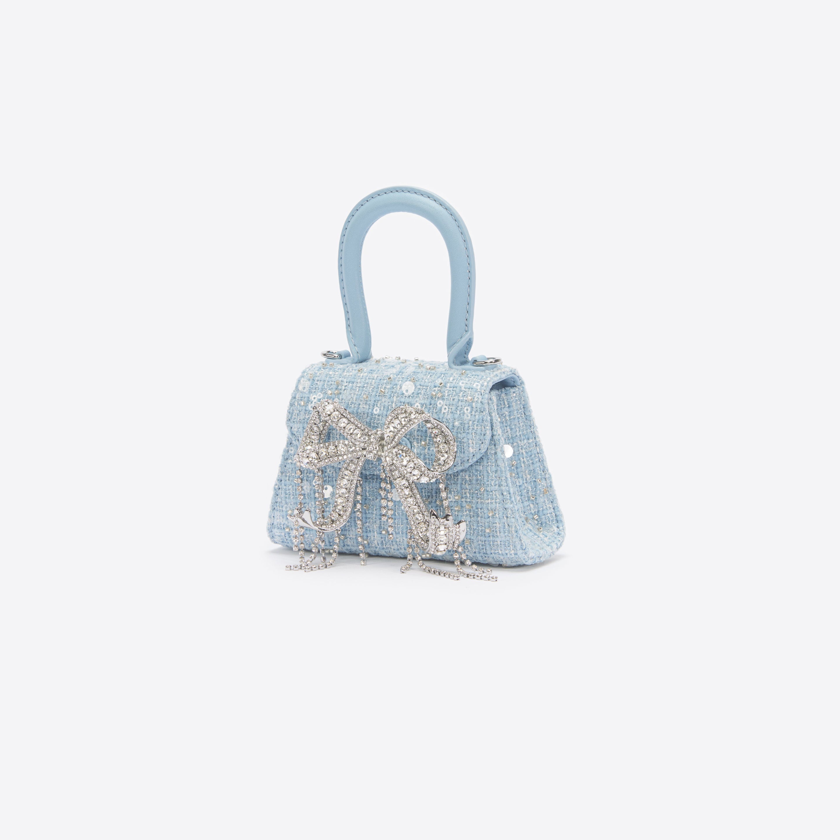 Blue Boucle Micro Bow Bag - 3