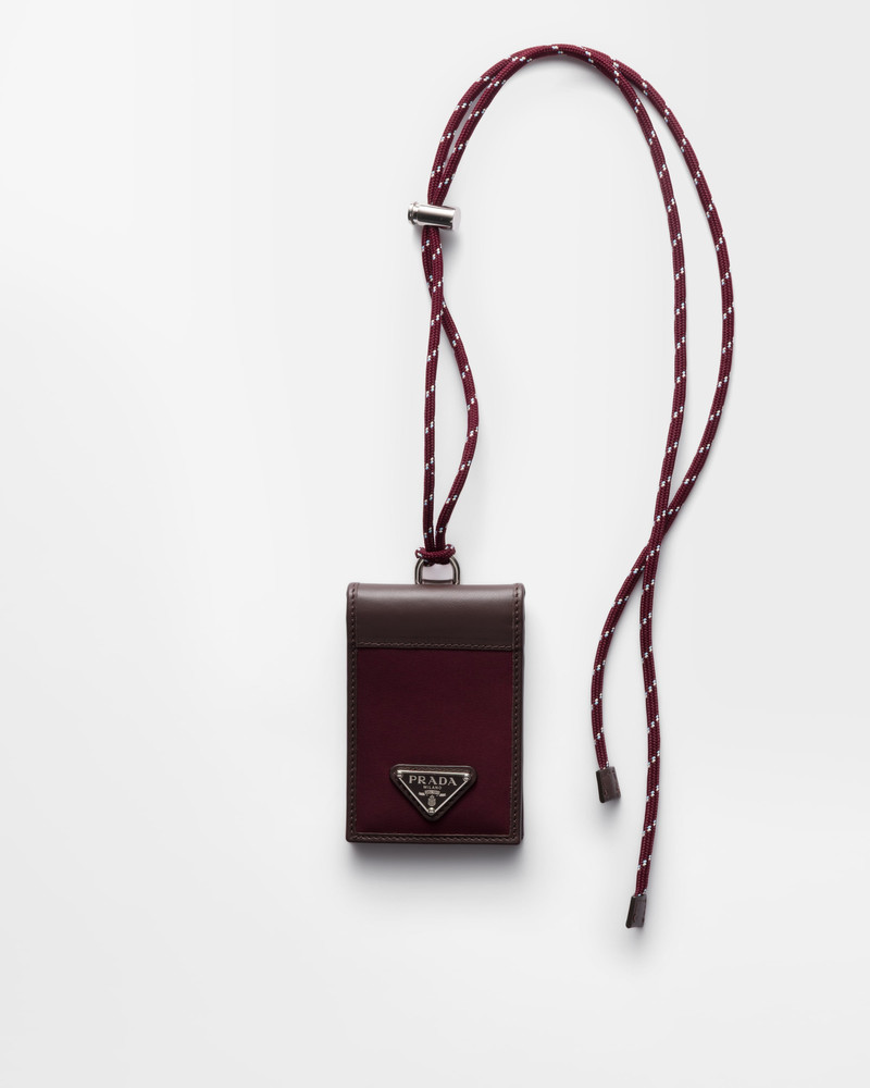 Prada Speedrock Re-Nylon and leather card holder with strap 1