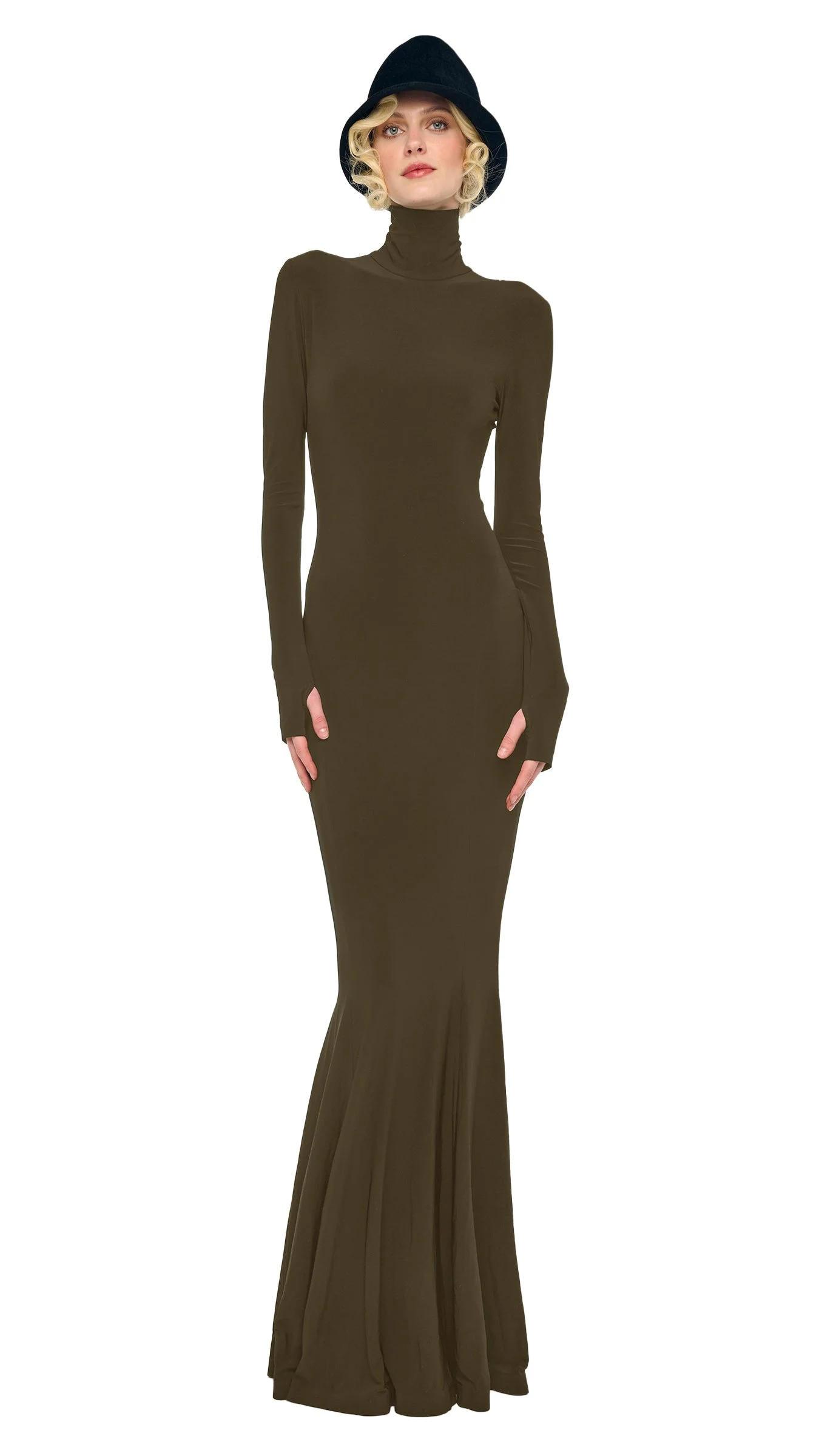LONG SLEEVE TURTLE FISHTAIL GOWN - 1