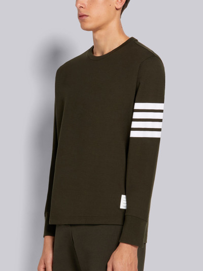 Thom Browne Dark Green Medium Weight Jersey 4-Bar Stripe Oversized Long Sleeve Tee outlook