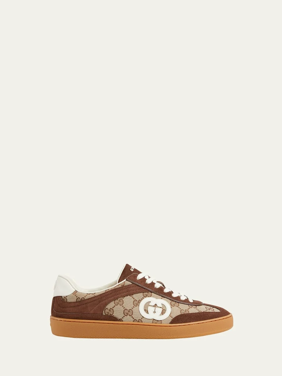 Men's GG Supreme Canvas and Suede Low-Top Sneakers - 1
