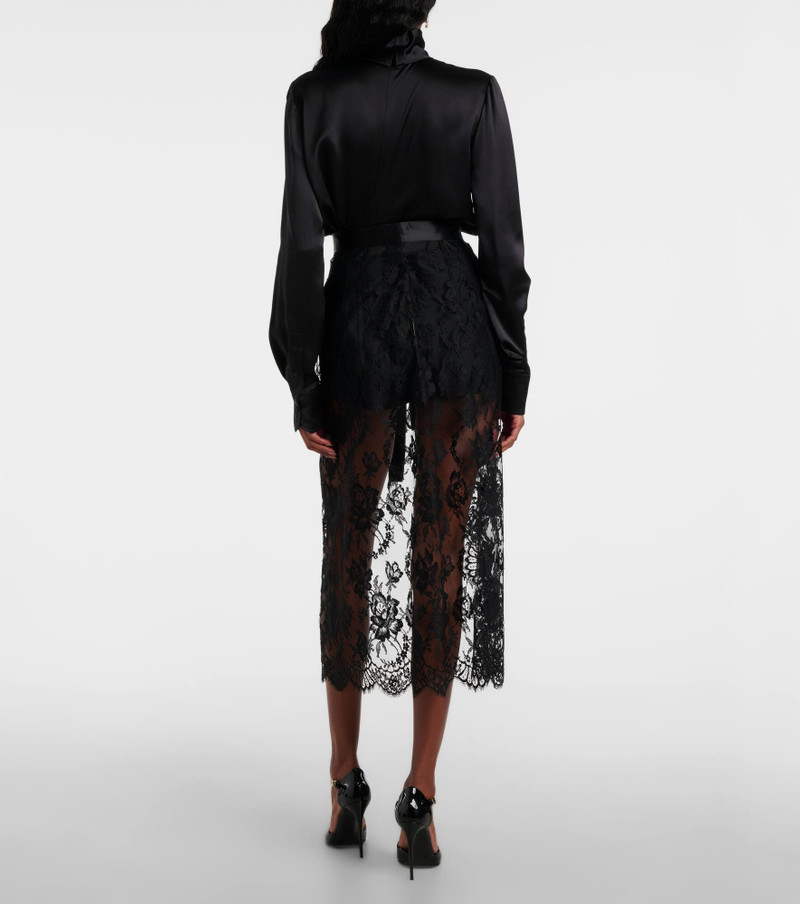 Cotton and silk-blend lace midi skirt 3