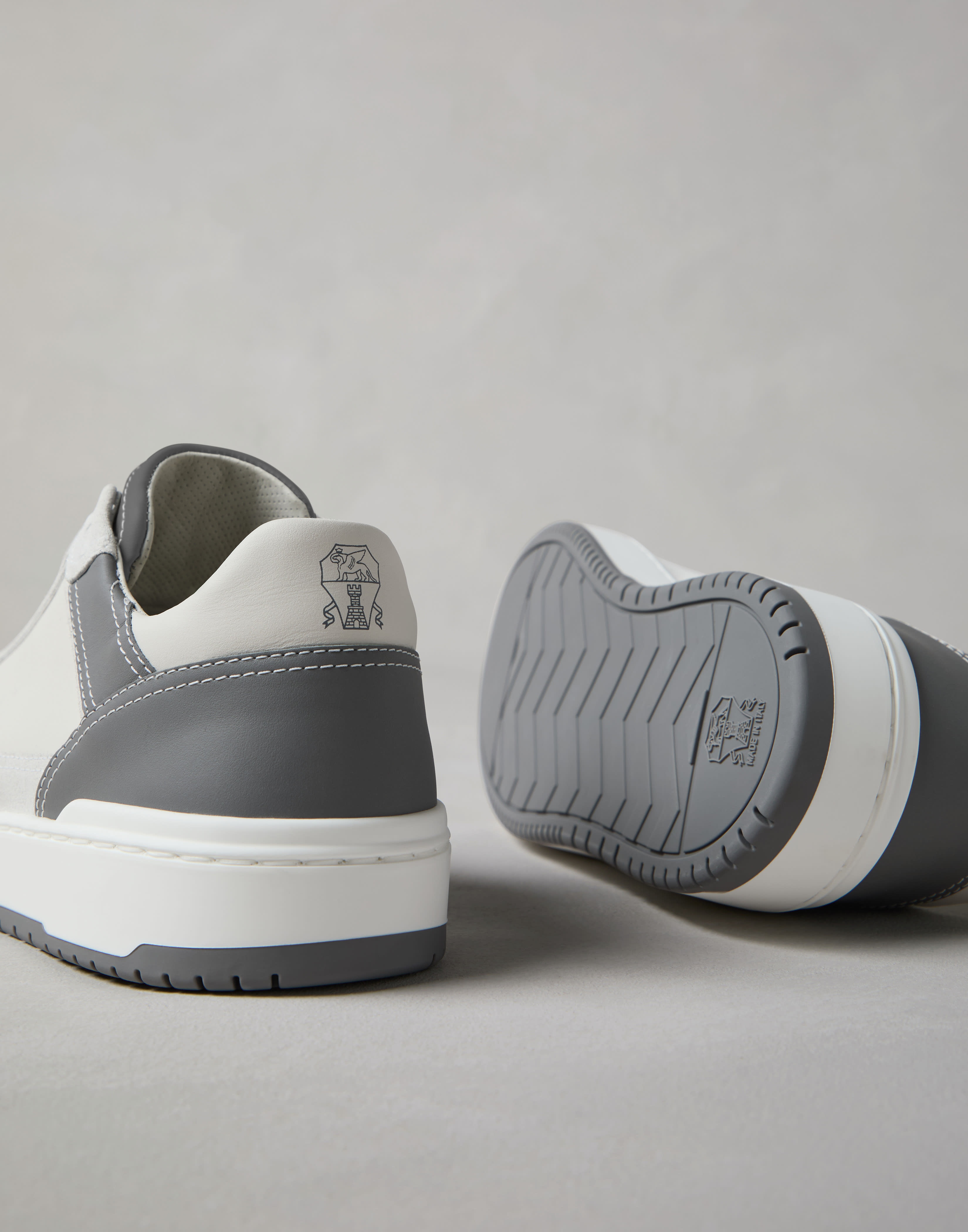 Semi-polished calfskin and washed suede basket sneakers - 3