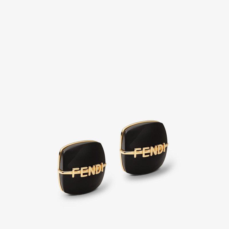 Fendigraphy Earrings Gold-colored and black metal earrings 1