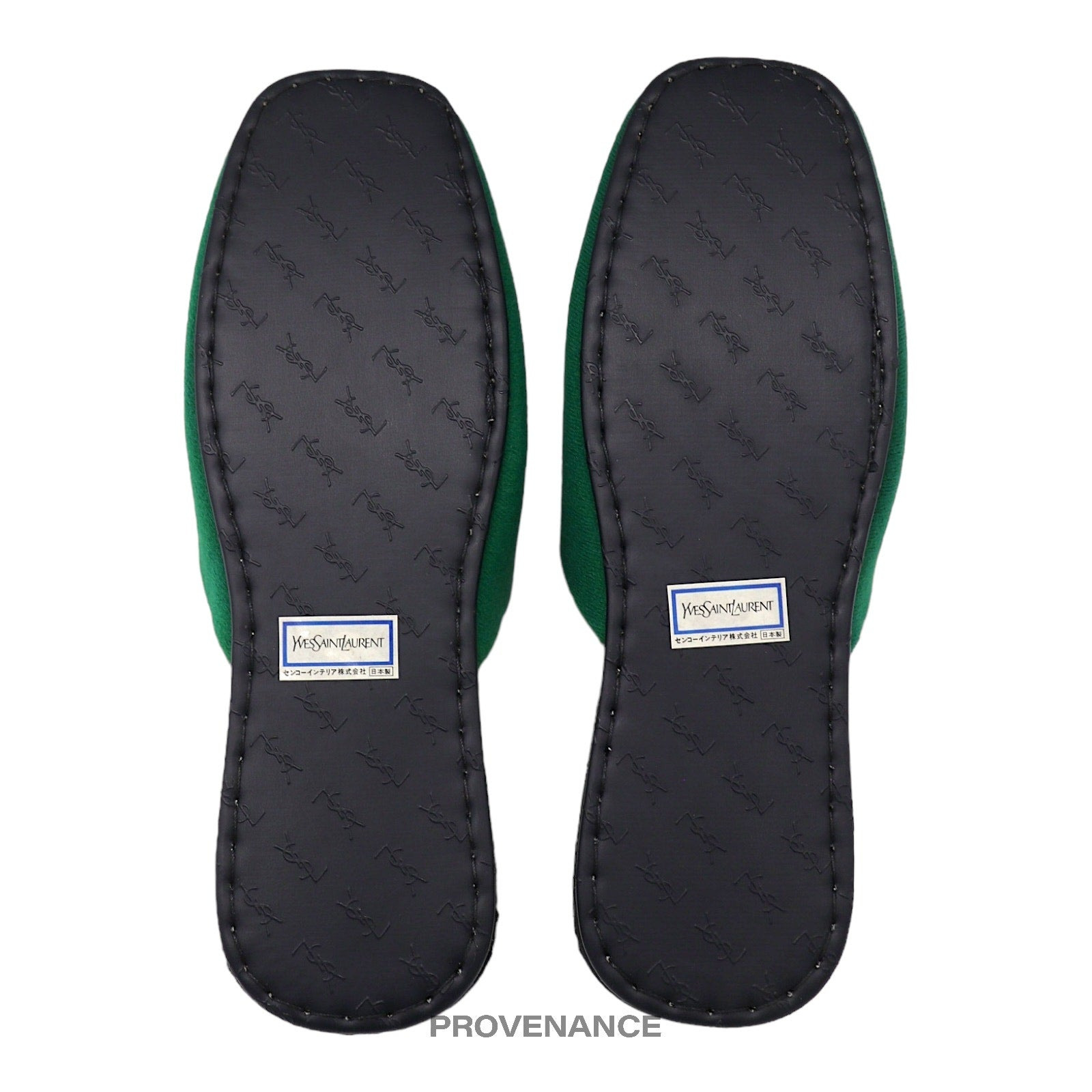 Yves Saint Laurent YSL Logo Slipper - Green Velour - 5