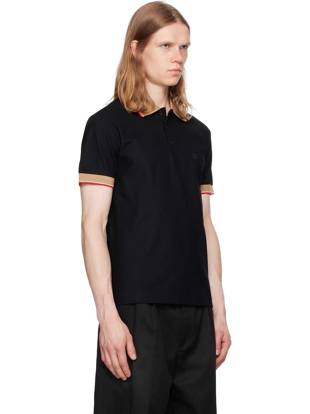 Black Logo Collar Cotton Polo - 2