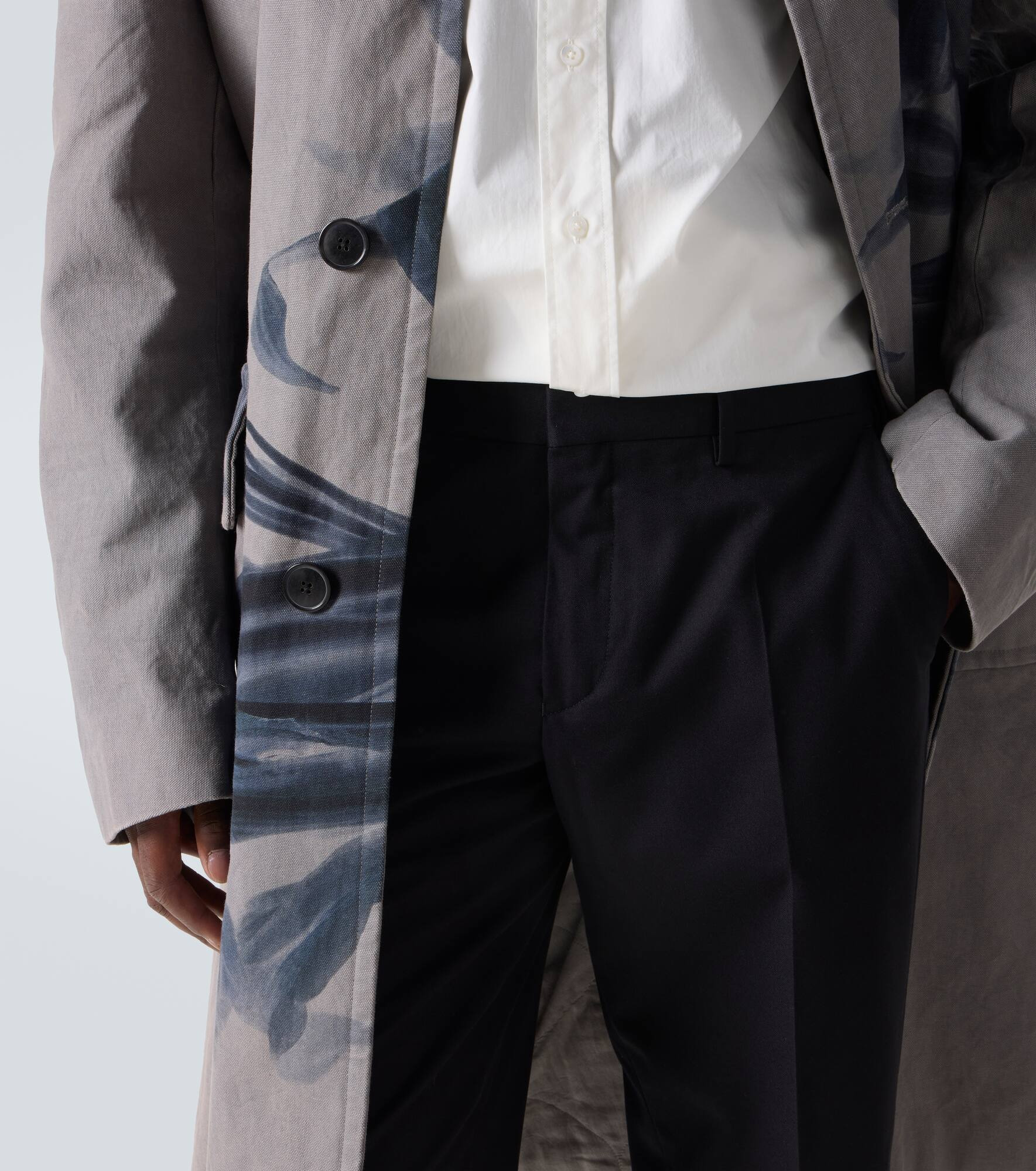 Cotton and wool straight pants - 5