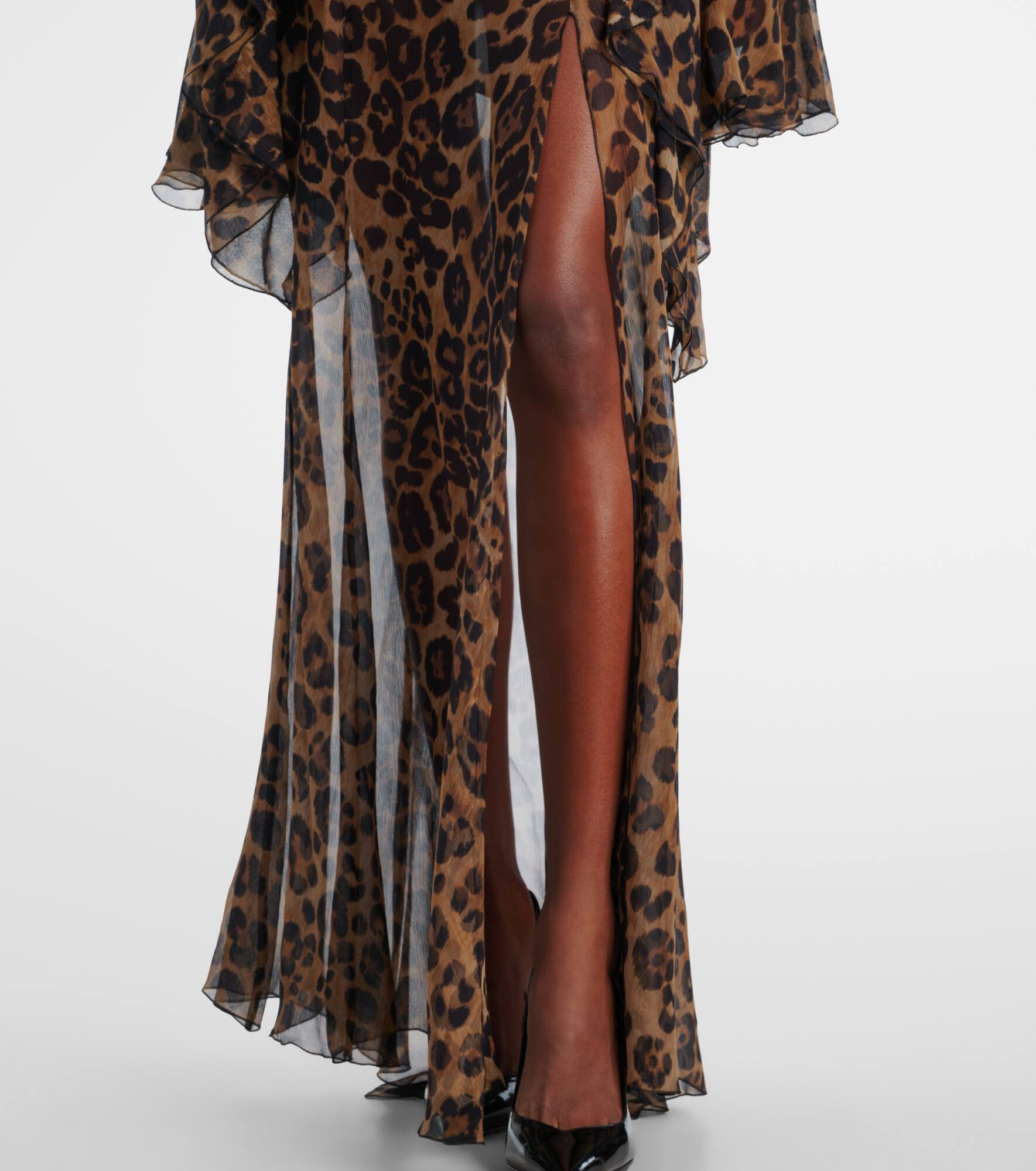 Leopard-print silk crepon maxi skirt - 5