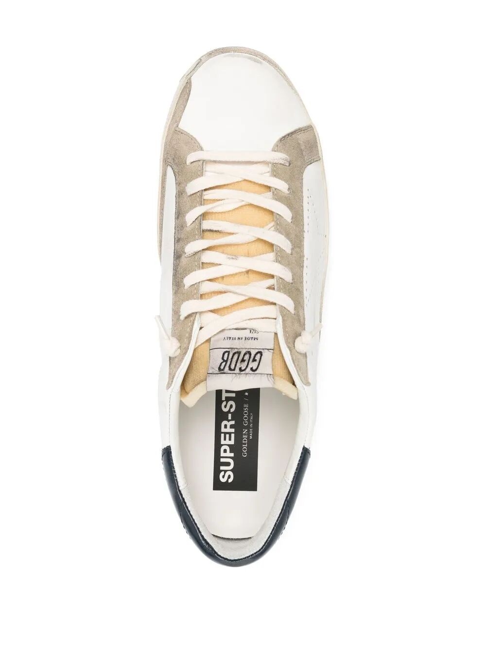 Golden Goose Men "Super Star" Leather Upper Foam Tongue Skate Star Shiny Leather Heel Sneakers - 4