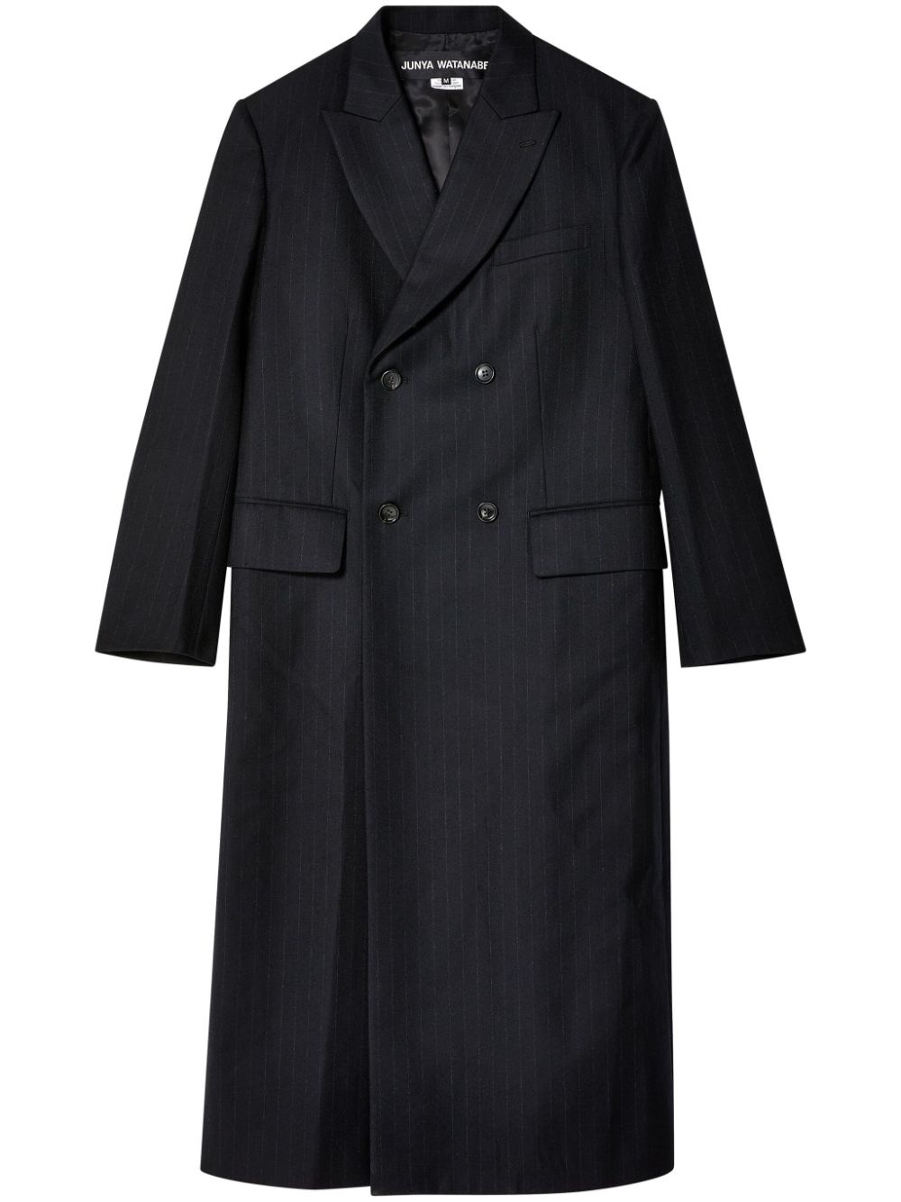 pinstriped wool double-breasted coat - 1