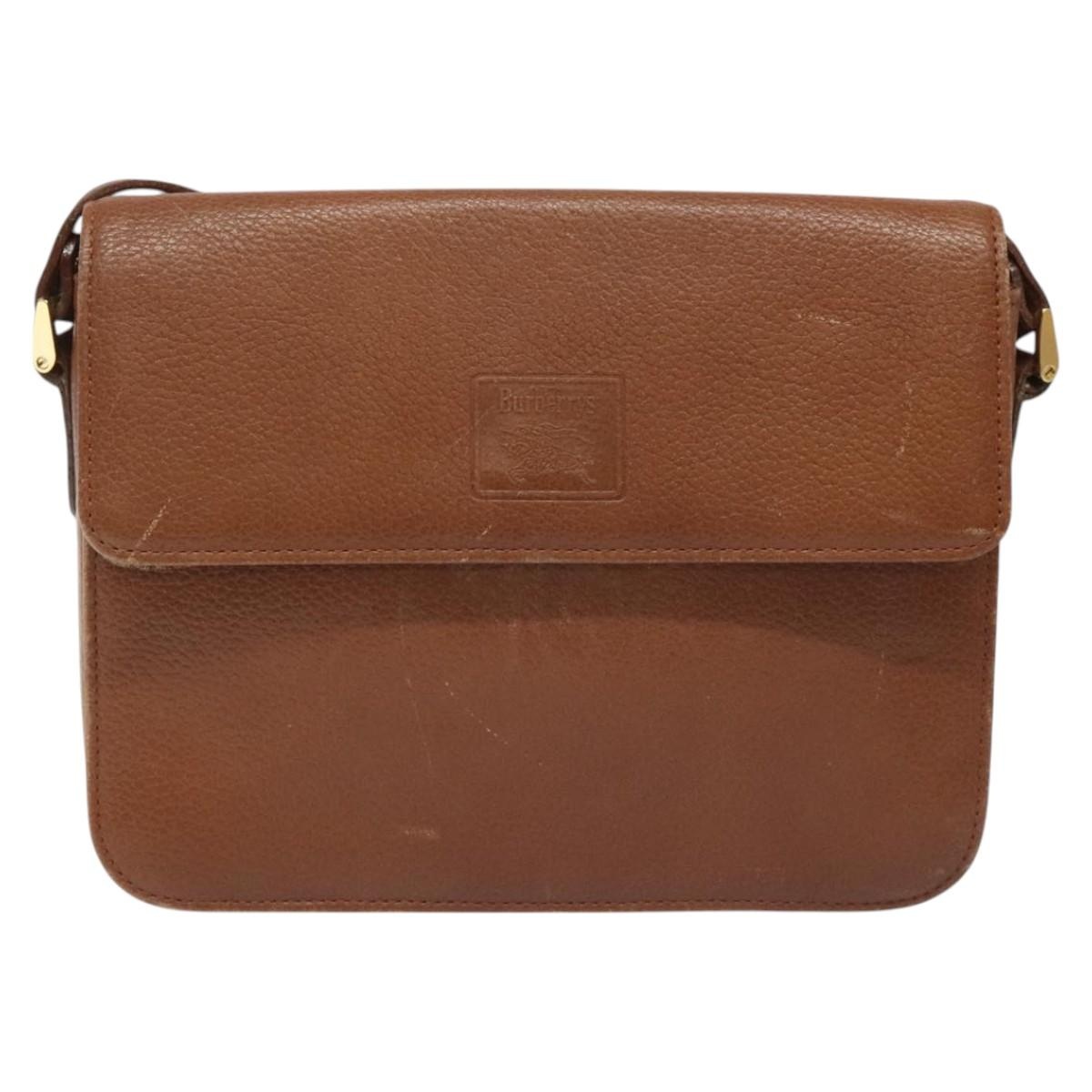 Burberry Shoulder Bag Leather Brown Gold - 13