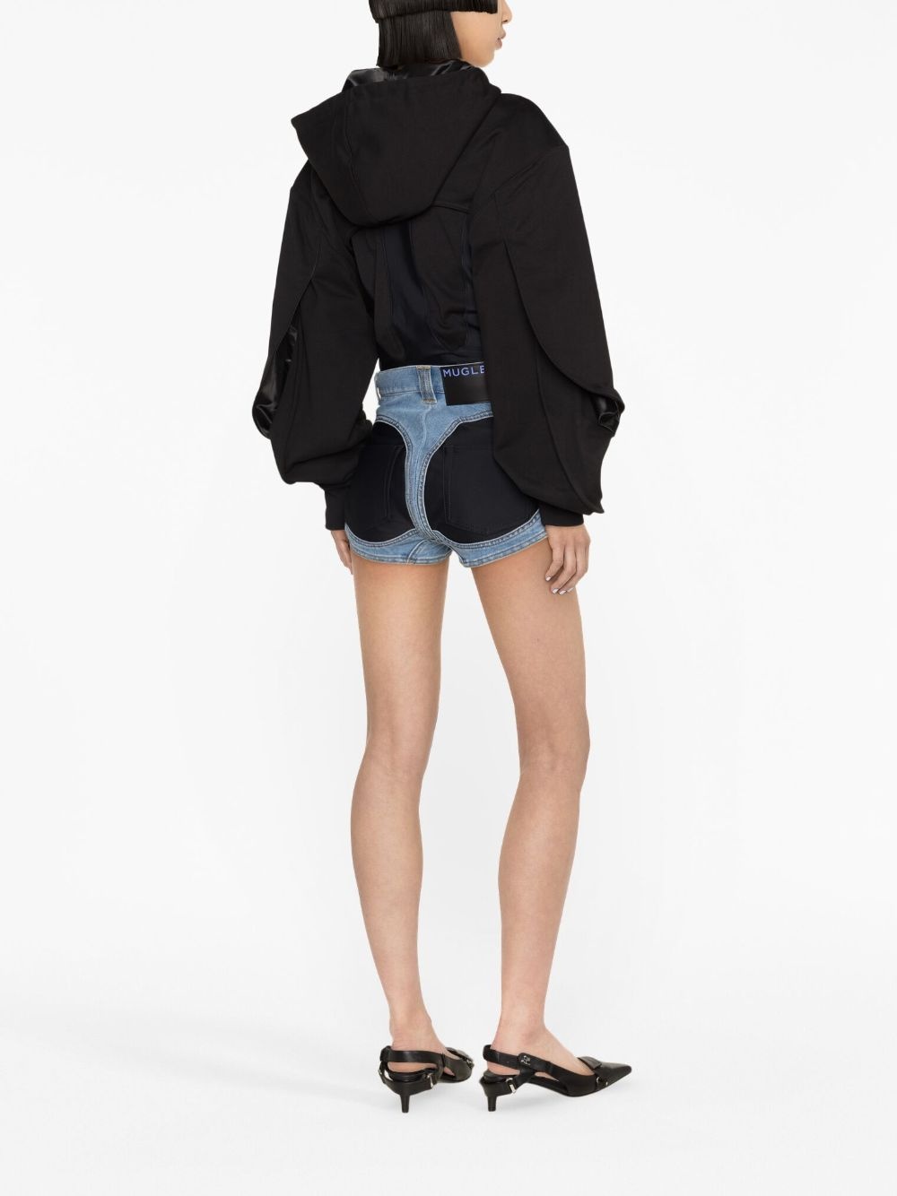Spiral panelled denim shorts - 3