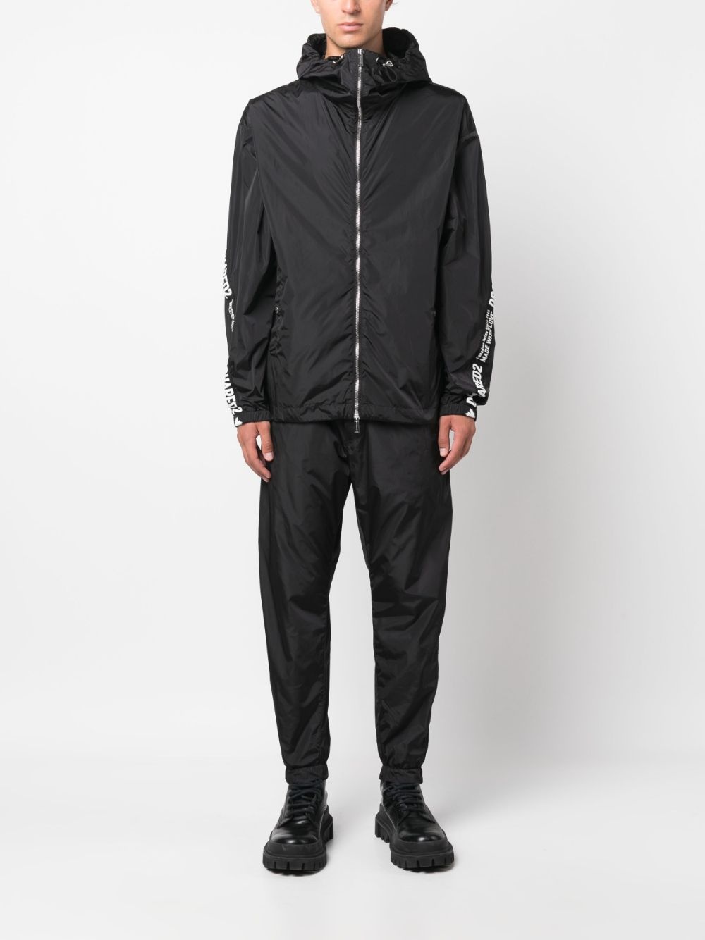 logo-tape detail windbreaker jacket - 2