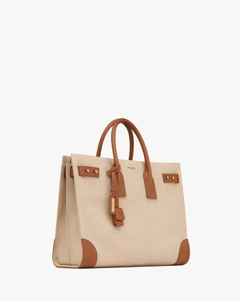 SAC DE JOUR THIN LARGE IN CANVAS AND VEGETABLE-TANNED LEATHER 5