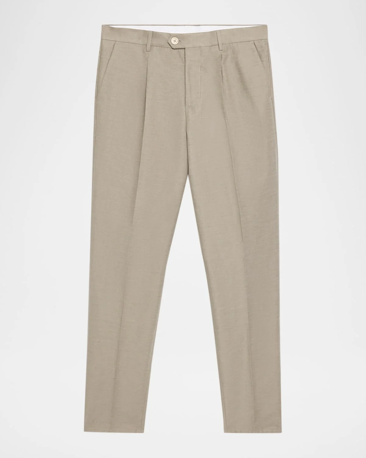 Men's Cotton and Linen Leisure-Fit Pleated Trousers - 1