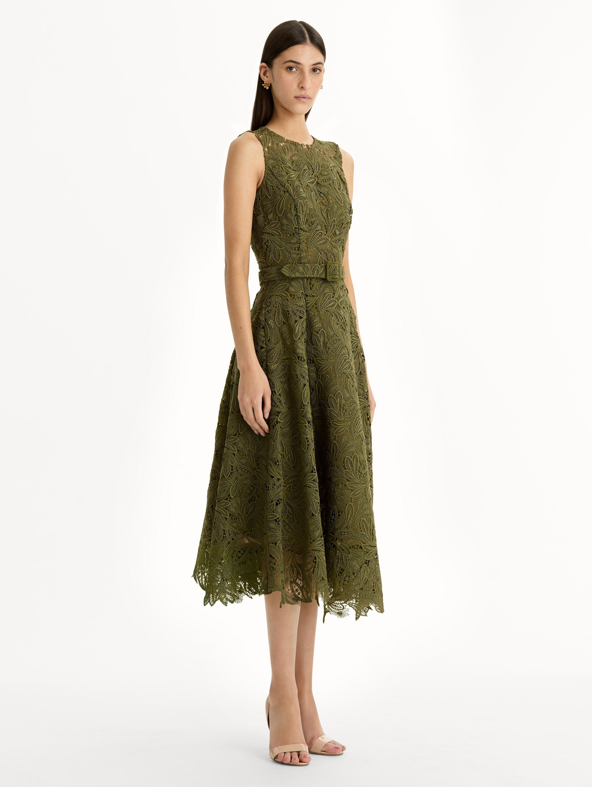 FEATHER SCROLL GUIPURE DRESS - 4