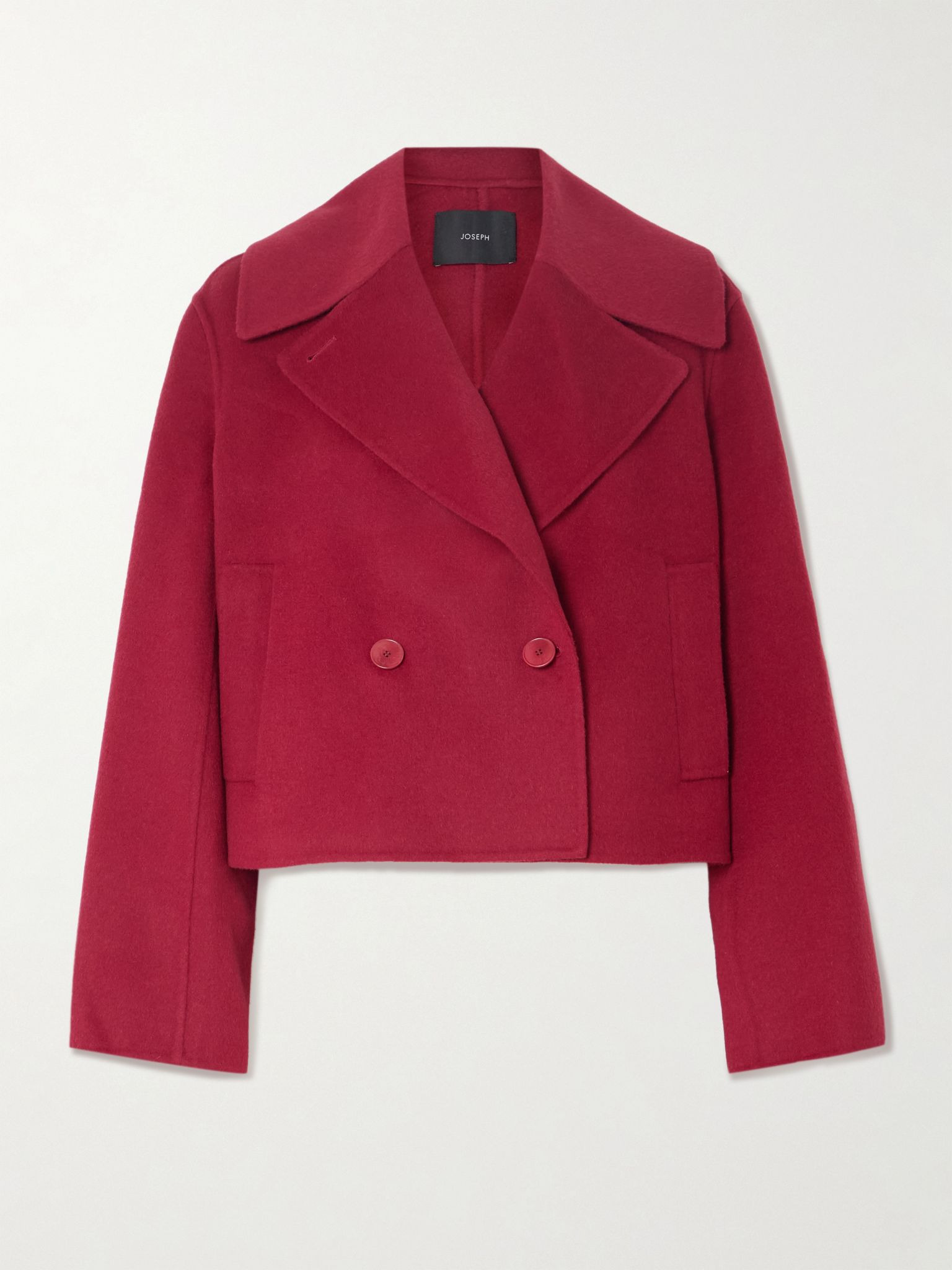 Delano cropped wool and cashmere-blend double-breasted jacket Red - 1
