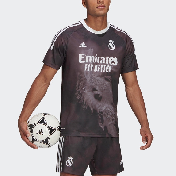 adidas x Crossover Printing Soccer/Football Sports Short Sleeve Jersey real Madrid Black GJ9110 - 3