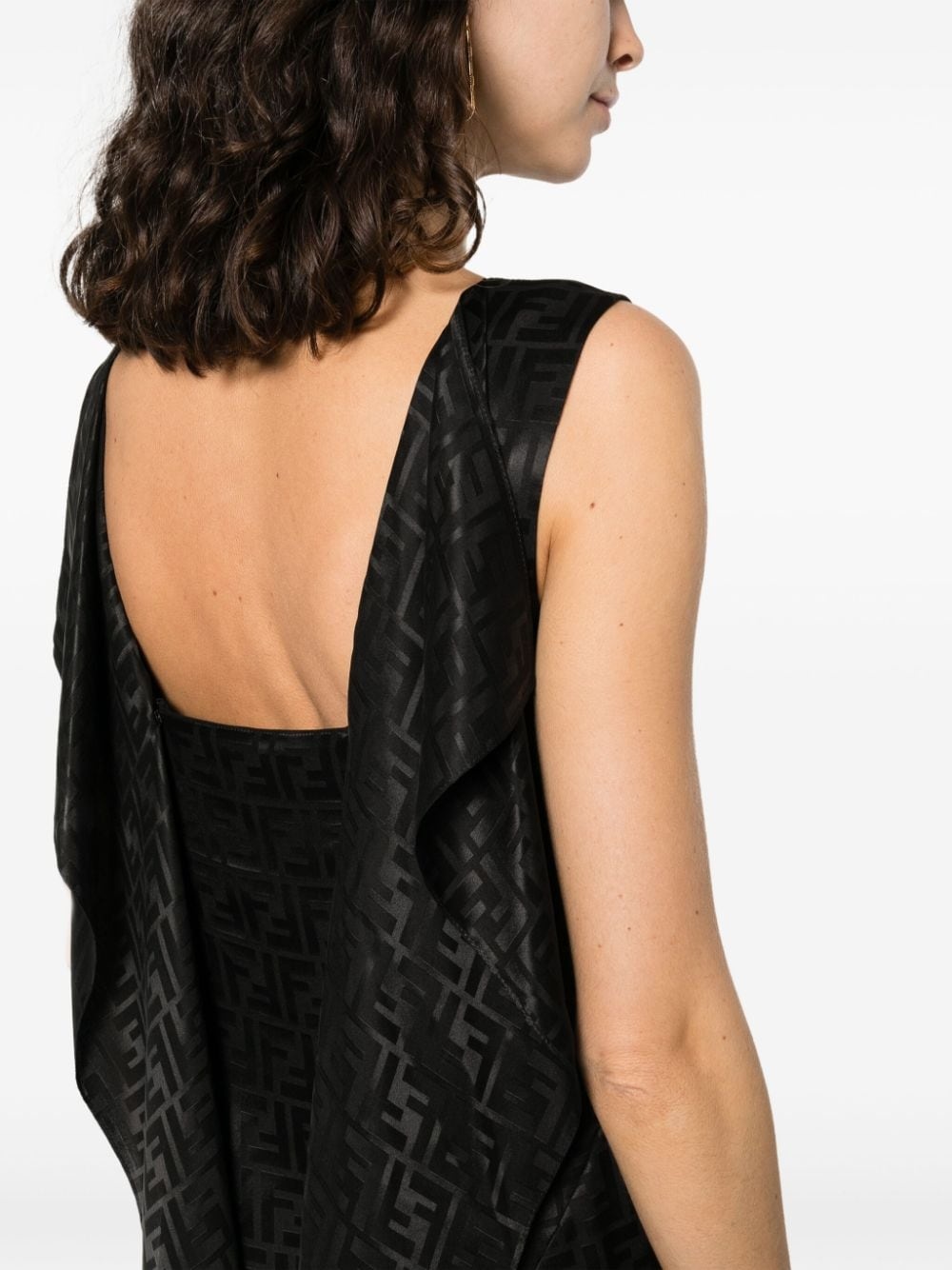 monogram silk maxi dress - 5