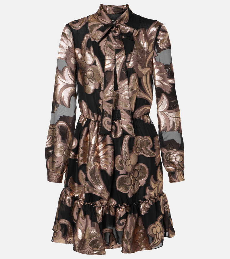 Printed tie-neck minidress - 1
