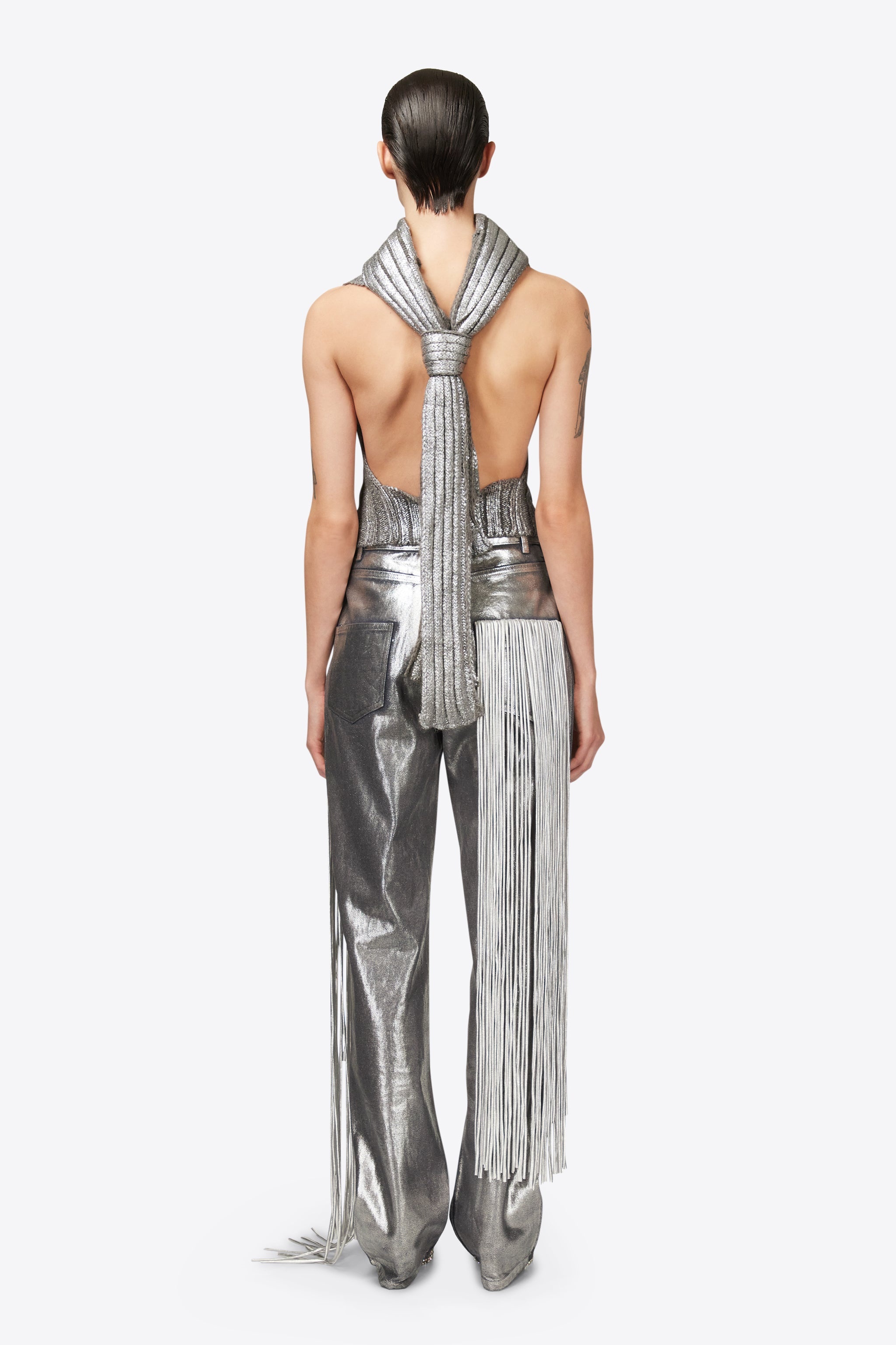 METALLIC FRINGE STRAIGHT LEG JEAN - 5