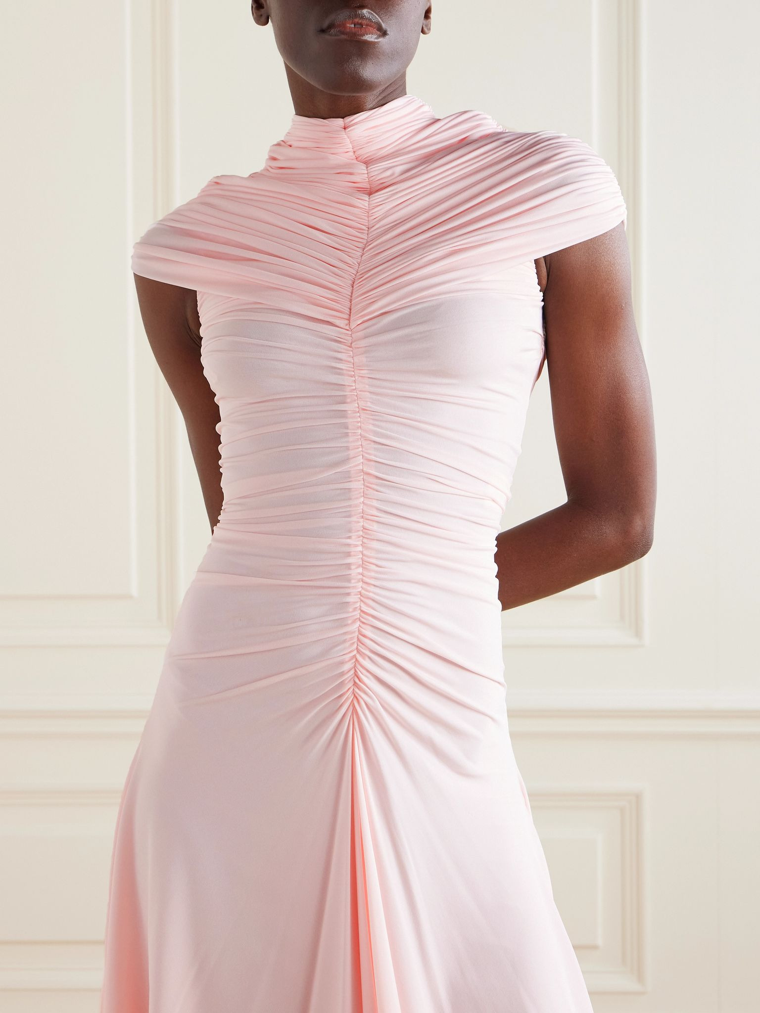 Ruched jersey mini dress Pink - 5
