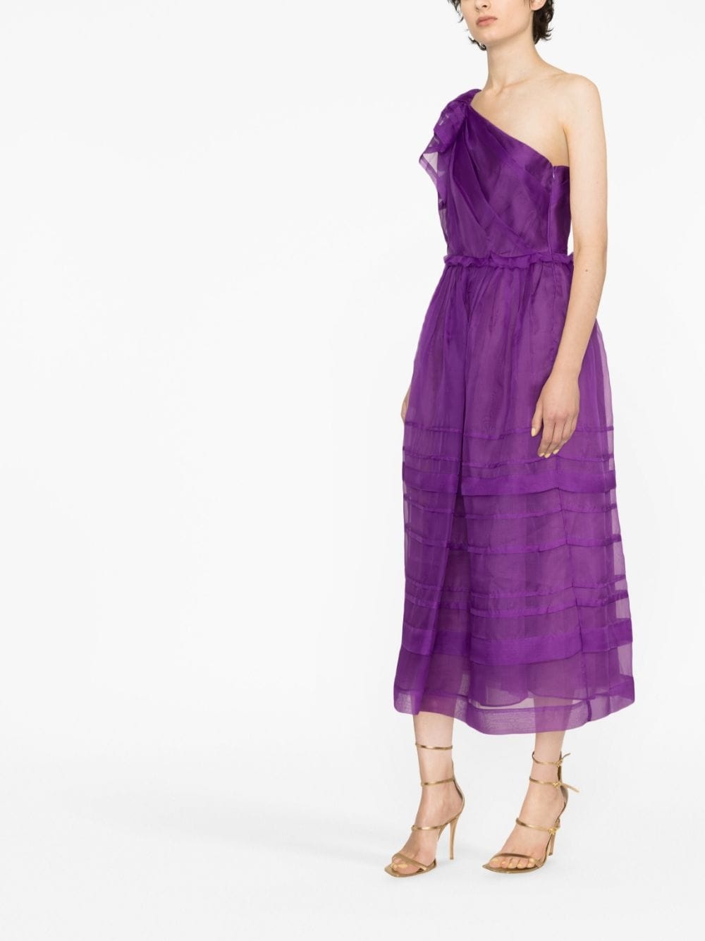 Artemis one-shoulder silk-organza midi dress - 4