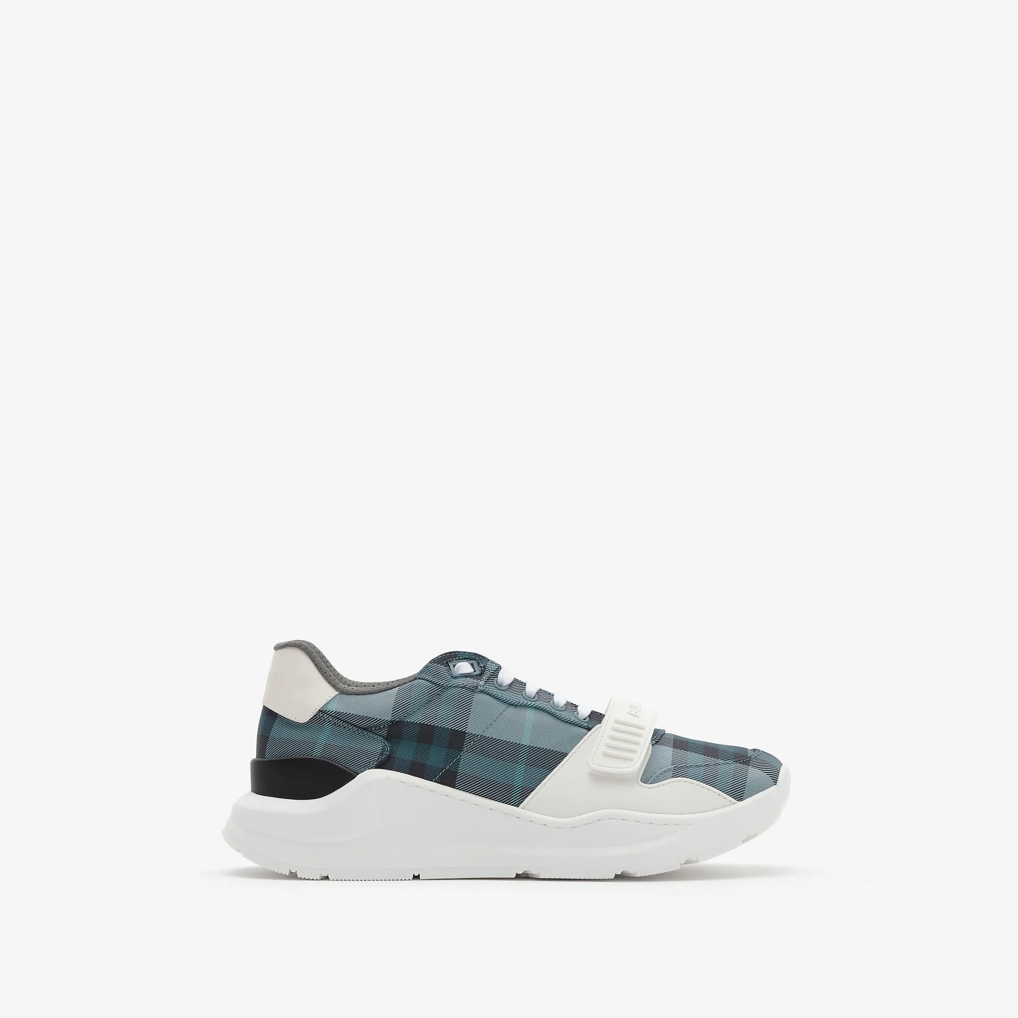 Check and Leather Sneakers - 1