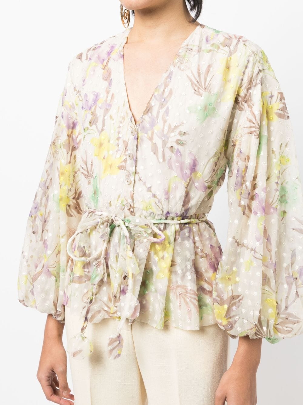 floral-print embroidered shirt - 5