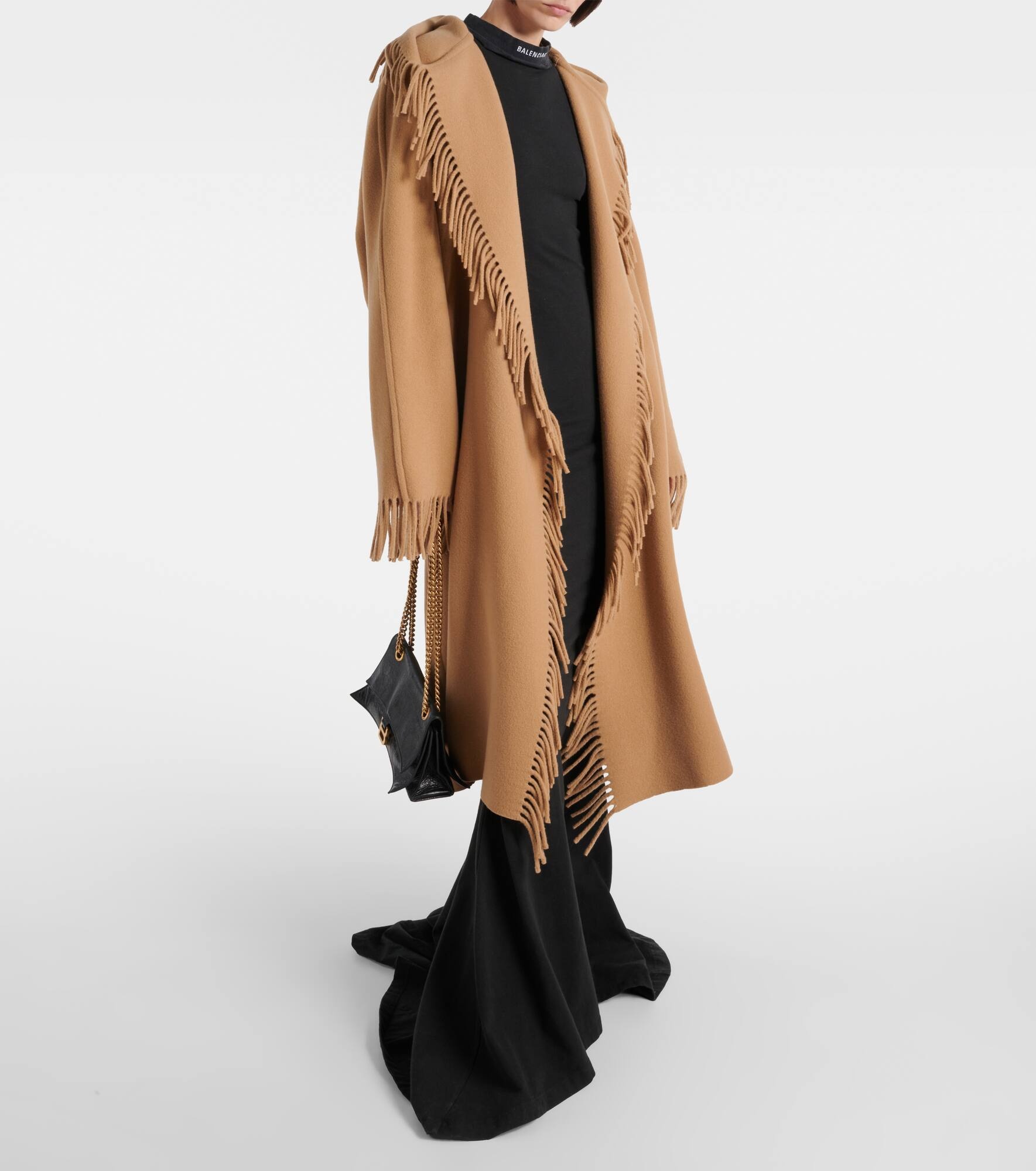 Fringed wool wrap coat - 2