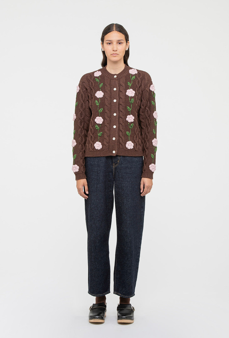 Minnie Cardigan - Chocolate Brown/Pale Pink 3