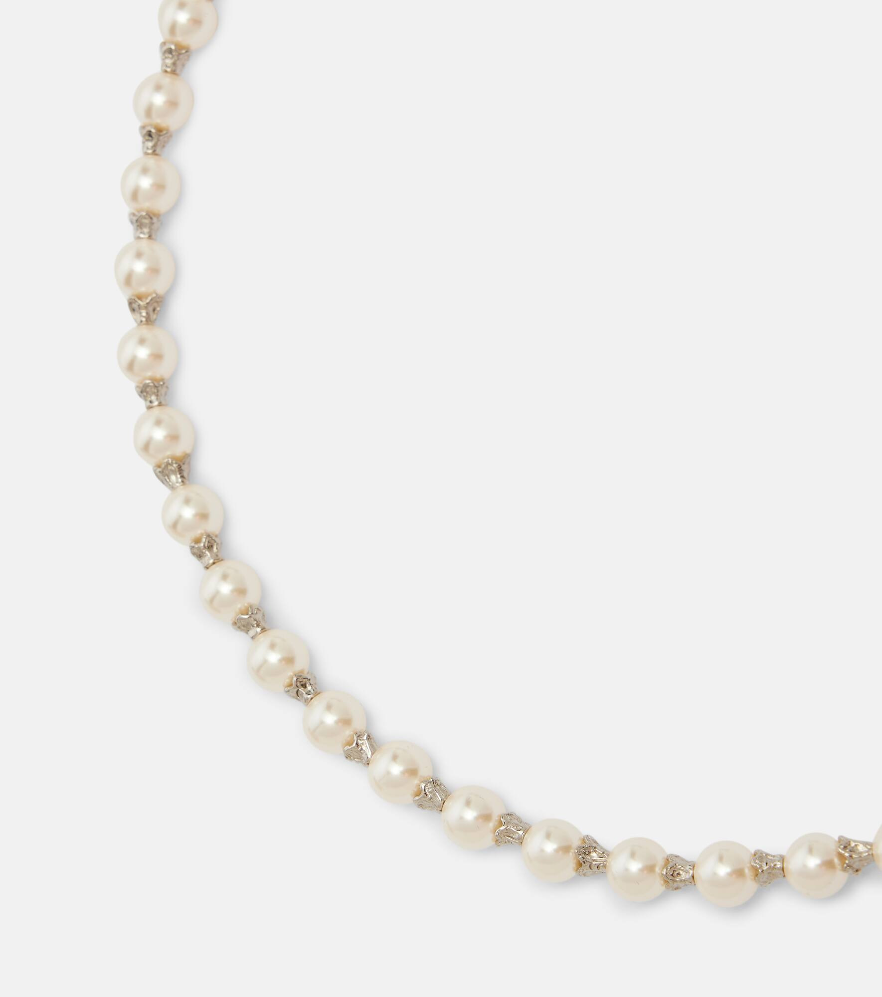 Embellished faux pearl necklace - 4