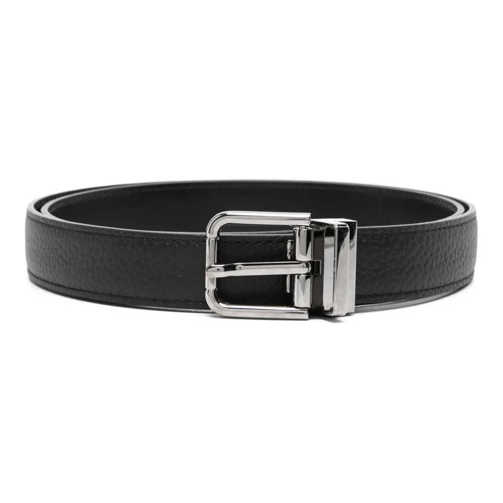 BLACK LEATHER BELT WITH BUCKLE - 1