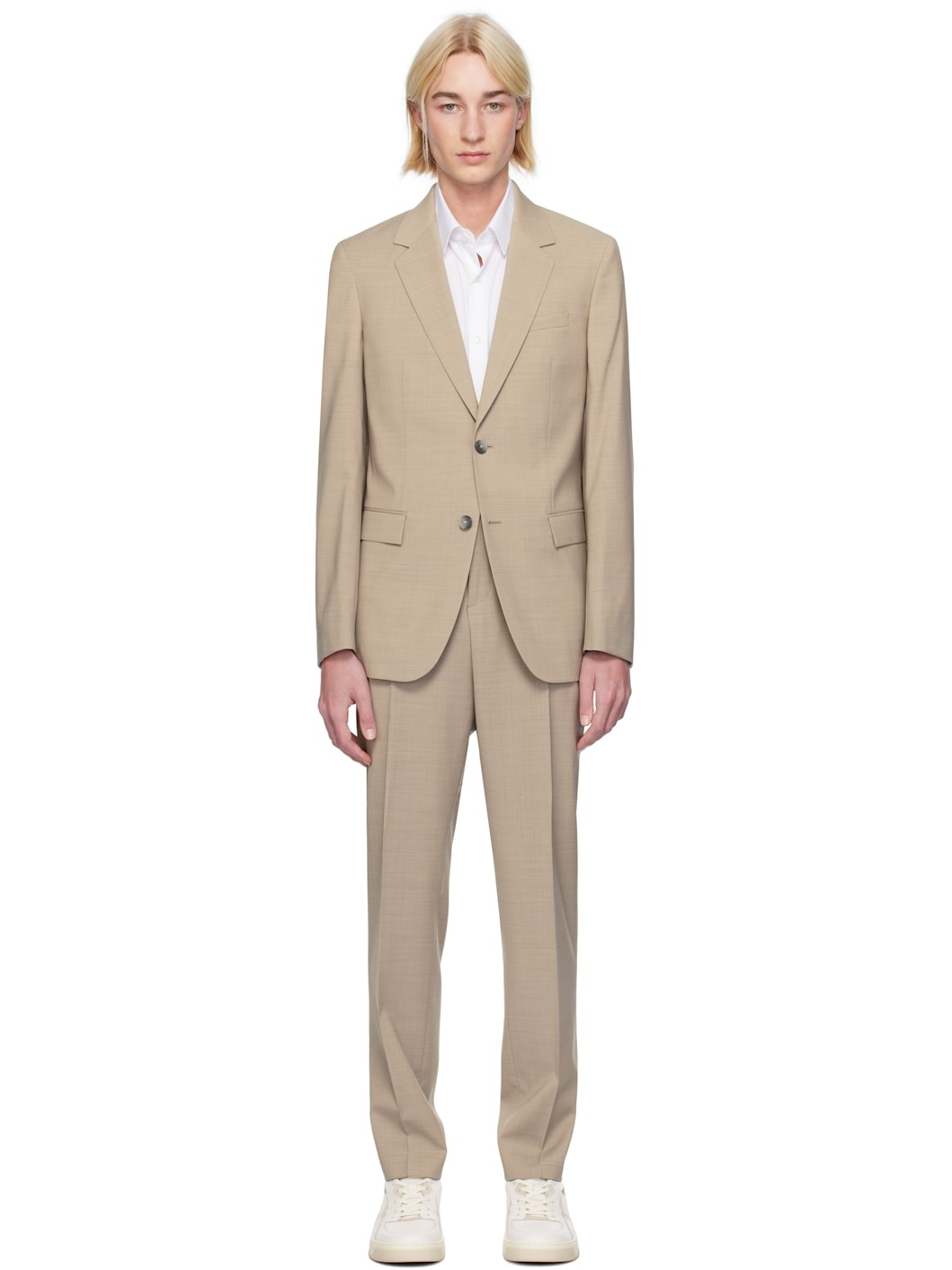 Beige Slim-Fit Suit - 1