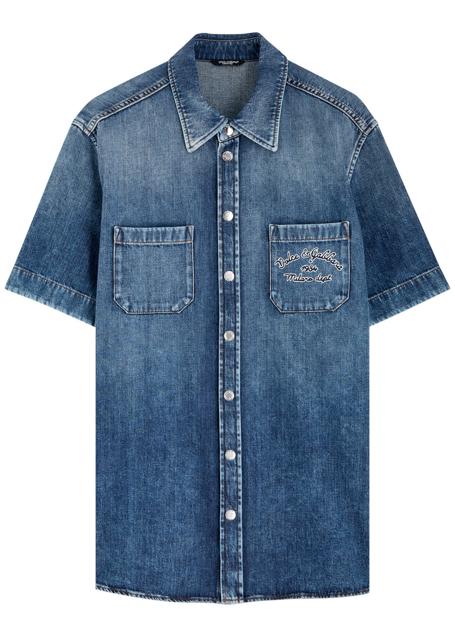 Dolce & Gabbana Logo-embroidered Denim Shirt - 1