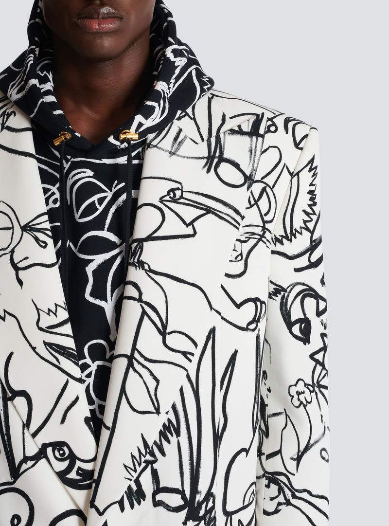 Disney x Balmain: The Lion King - Long crepe coat with Enfant Précoce print 9