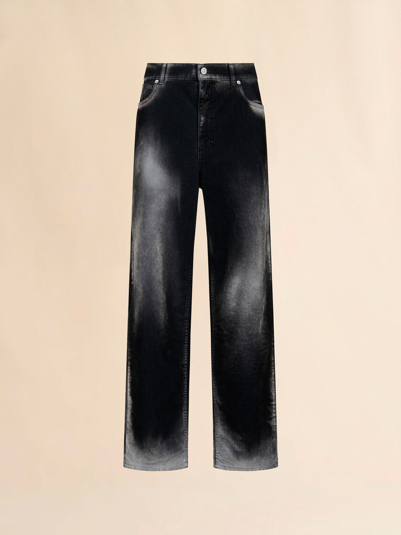 BLACK FLOCKED DENIM JEANS 1