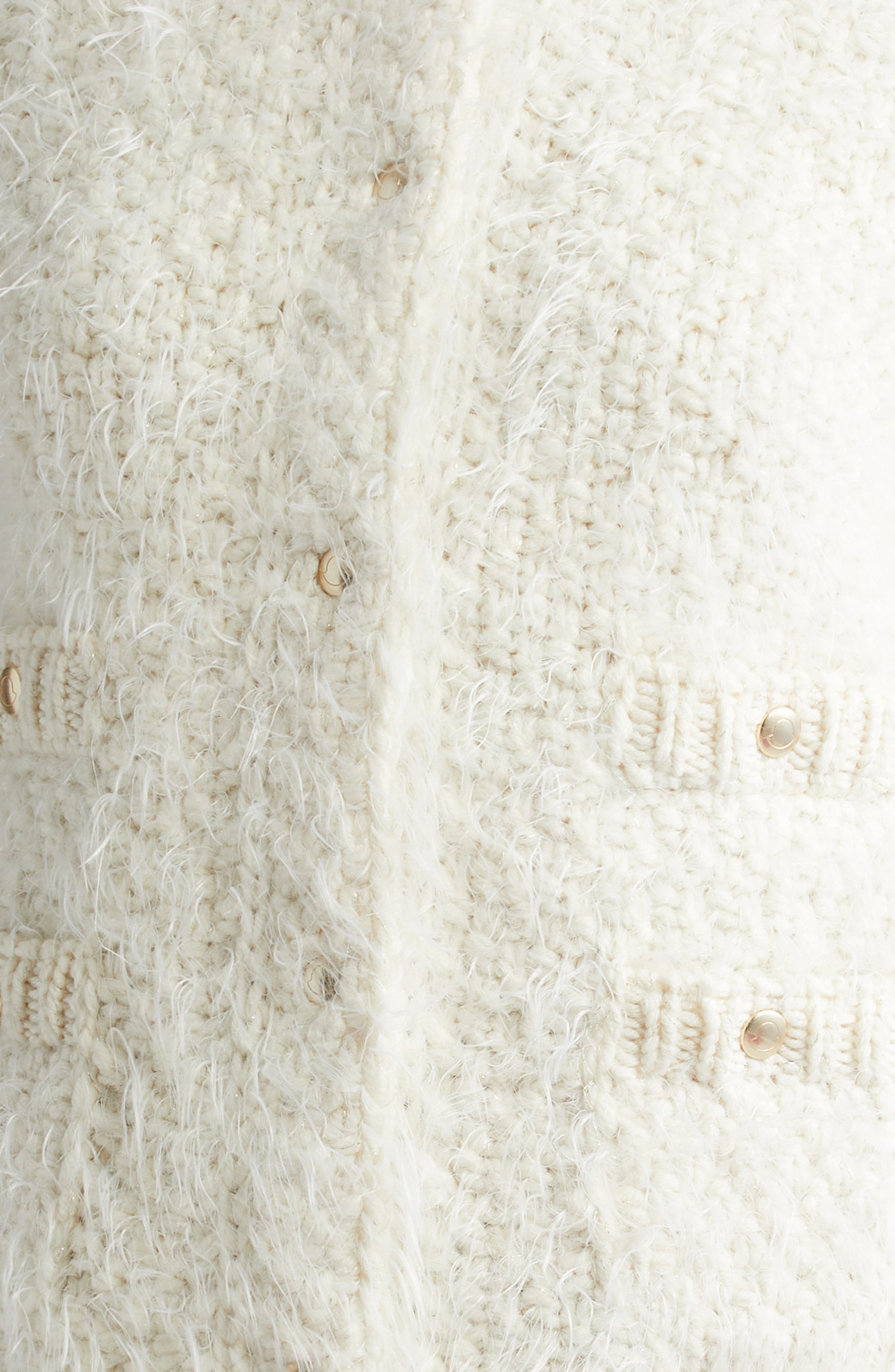 Moncler Fuzzy Wool Blend Knit & Quilted Down Cardigan in Silk White at Nordstrom - 7