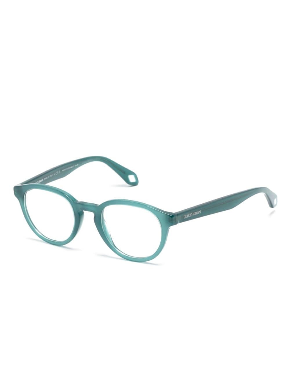 logo-engraved oval-frame glasses - 2