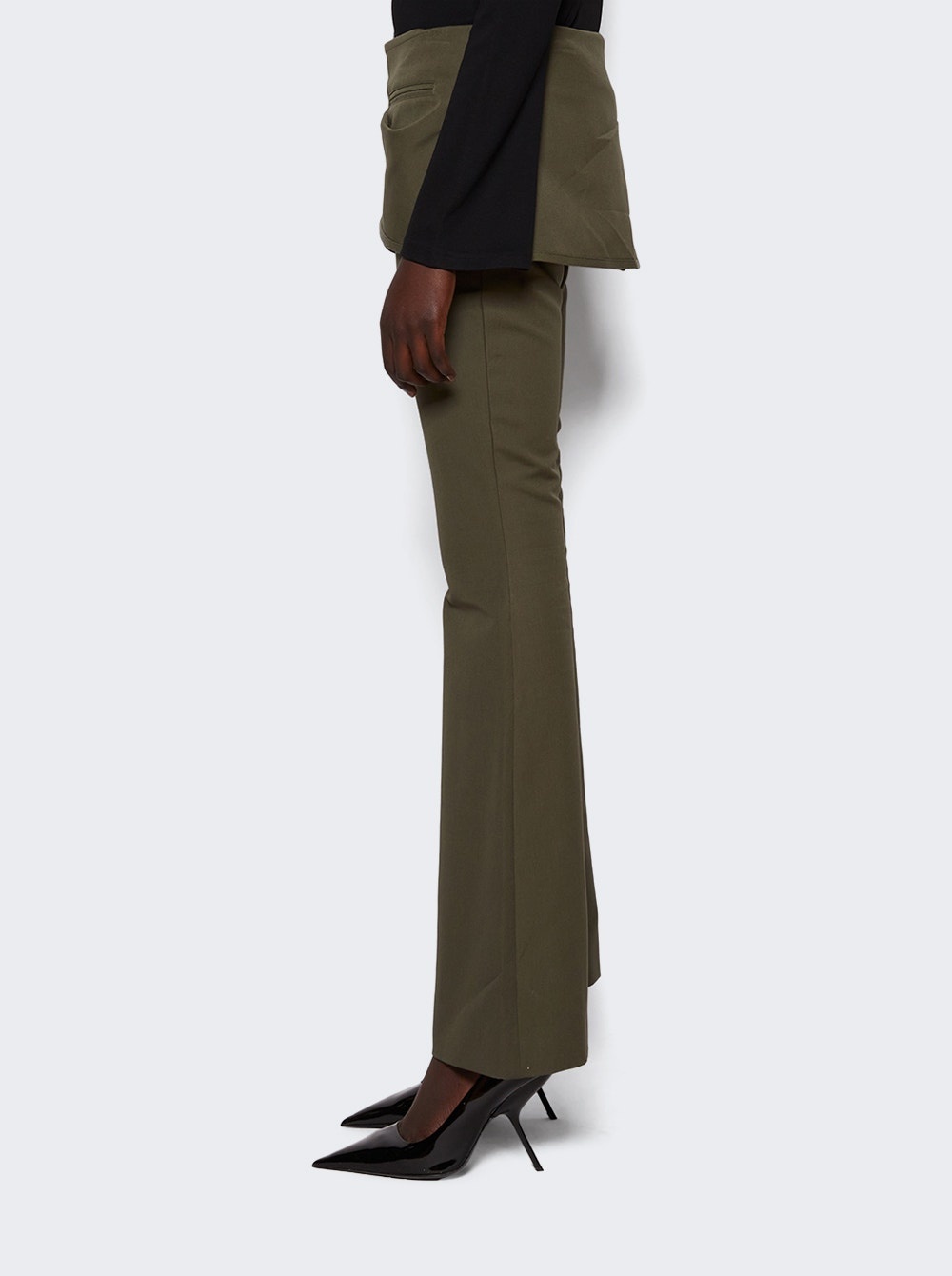 Modular Overskirt Bootcut Pants Camouflage Green - 4