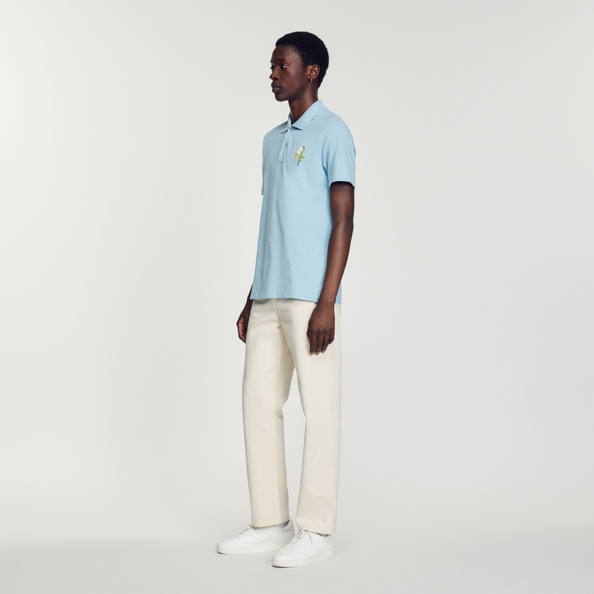 Cotton piqué polo shirt with embroidery - 7
