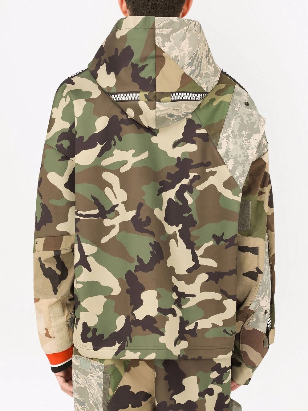 patchwork camouflage-print hoodie - 4