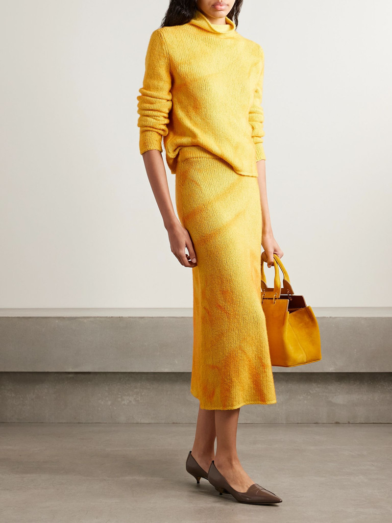 GABRIELA HEARST Dorcas tie-dyed cashmere midi skirt Yellow outlook