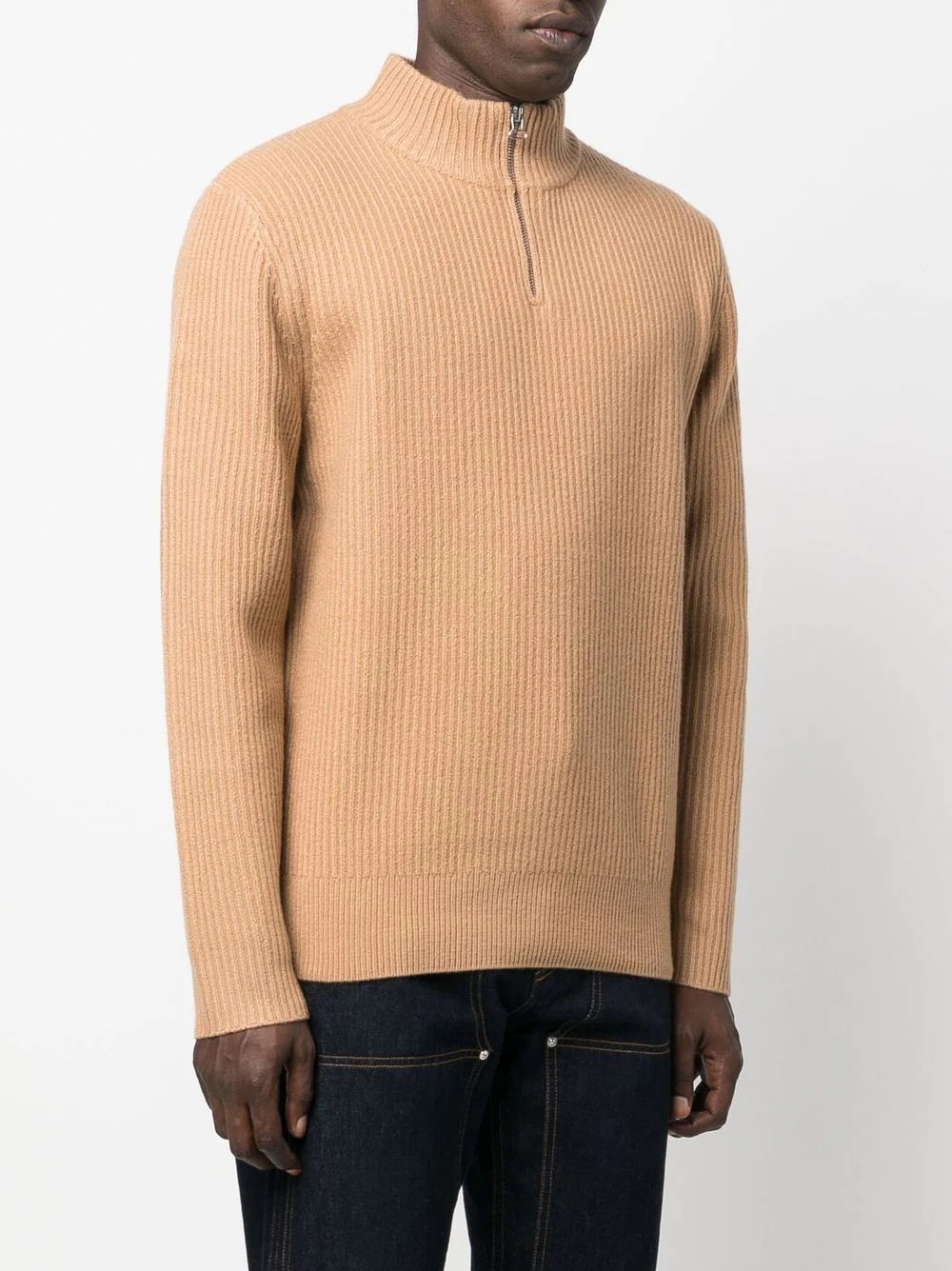 ribbed-knit high-neck jumper - 3