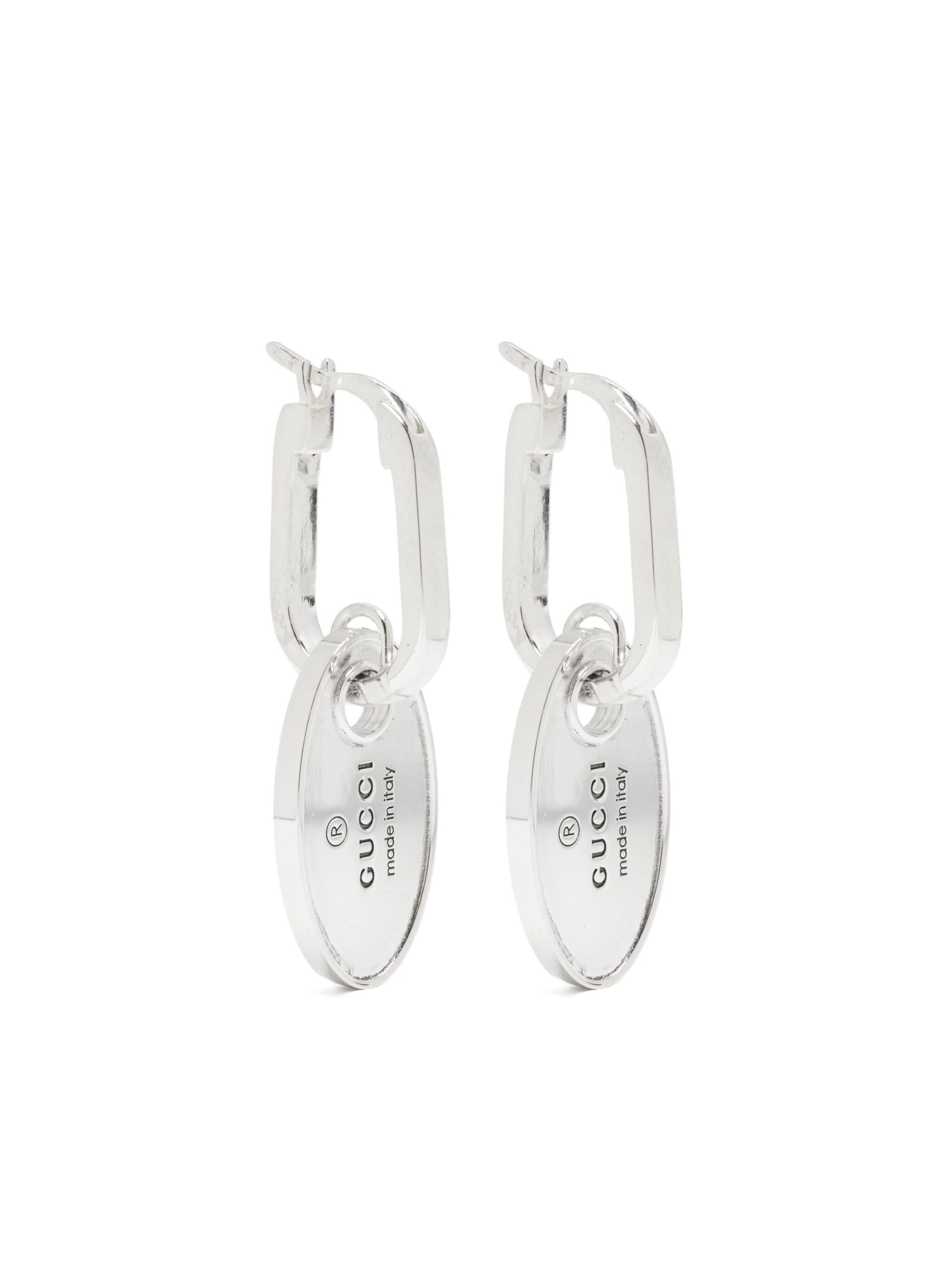 Sterling Silver Logo-Engraved Earrings - 1