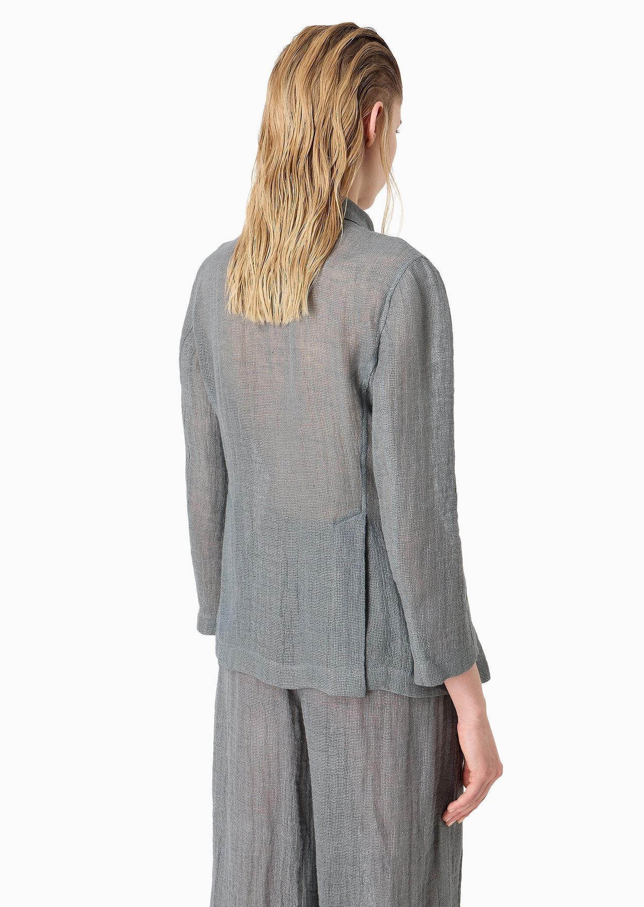 Double-breasted linen-blend jacket - 3