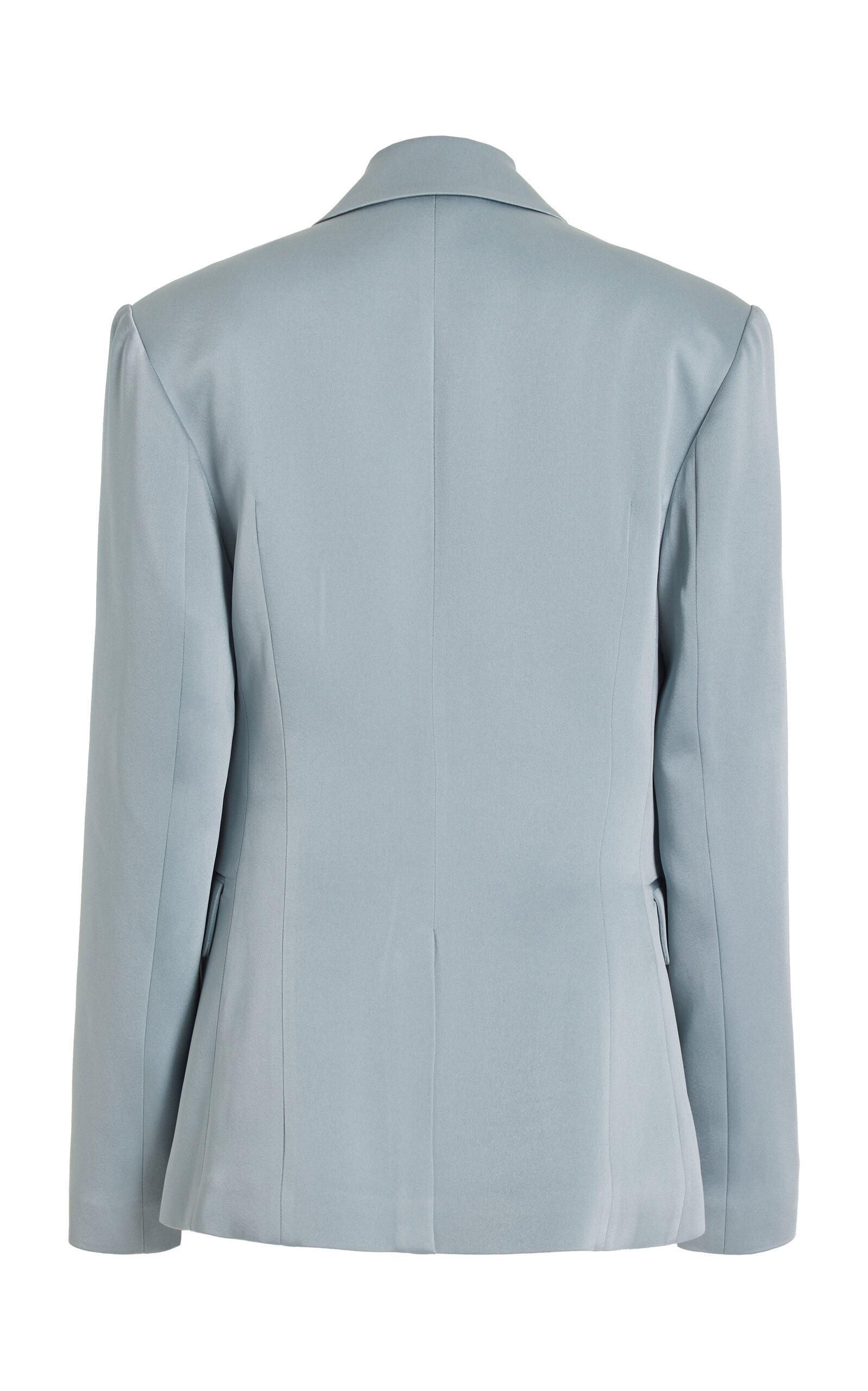 Broad-Shoulder Satin Blazer blue - 5