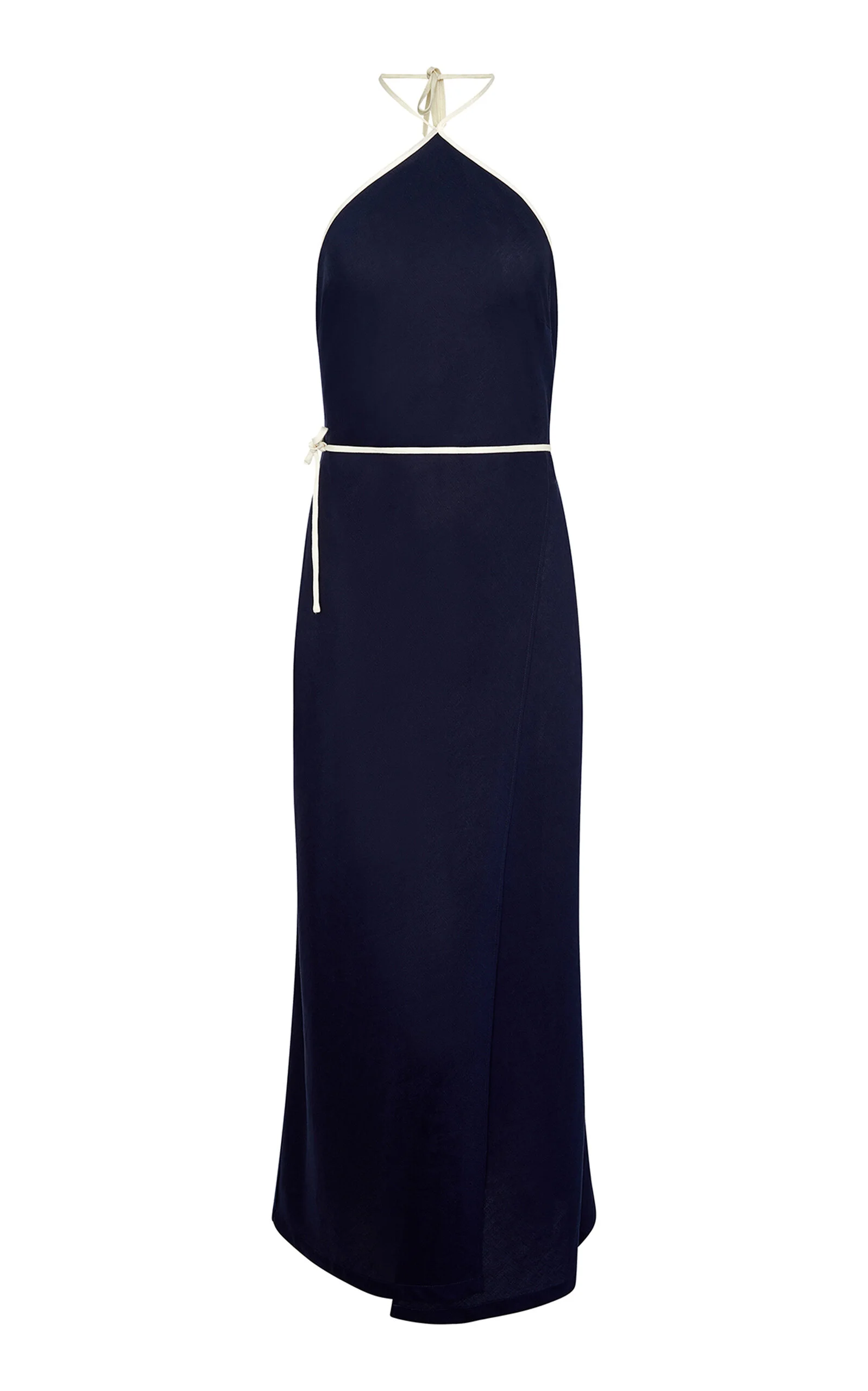 Linen-Blend Wrap Dress blue - 1